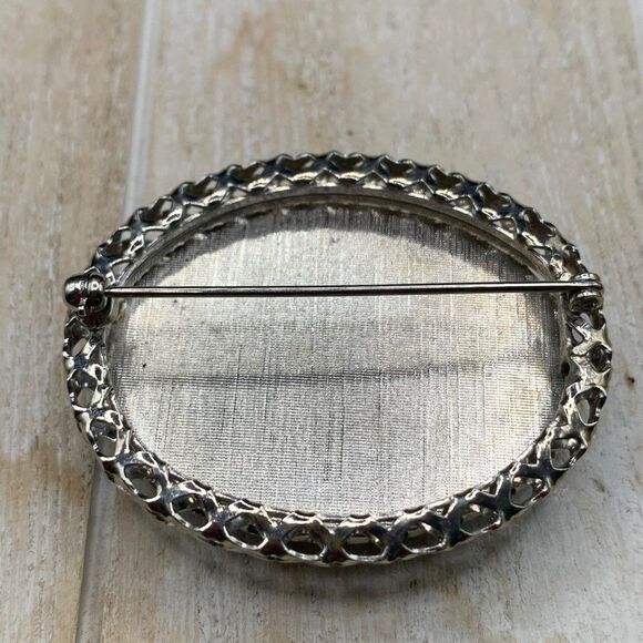 Vintage Large heavy black onyx brooch pin - Picture 6 of 10